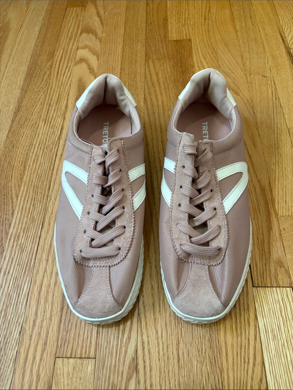 Tretorn Blush Pink and Cream Classic Low-Tops